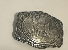 Crumrine Western Mens Silver Tone Belt Buckle Rectangle Buck Hunting Cowboy