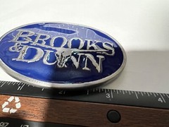 Brooks and Dunn Navy BLUE Enamel Belt Buckle Solid Metal Country Music Pewter