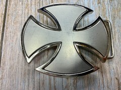 Maltese Celtic Iron Cross Gothic Punk Biker Vibe Cutout Outlined Belt Buckle