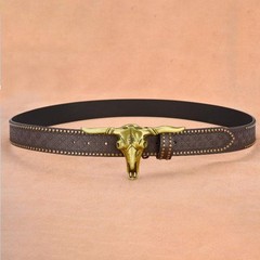 FAYZSOWSR Western Cowboy Belt Buckles for Men PU Leather 125cm/4.1ft, Coffee