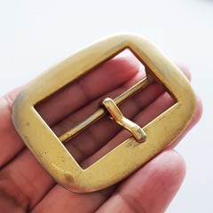 Vintage Gold-Tone Belt Buckle 40mm Pin Rectangle Shape School Uniform Hardware