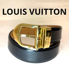Louis Vuitton Pre-Owned Men&rsquo;S Leather Belt Gold Black