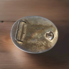 Vintage 1988 Silver and Gold toned Belt Buckle Rider & Horse 4.5&Prime; x 3.5&Prime;
