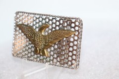 Industrial Brass Mounted Eagle on Perforated Steel Belt Buckle