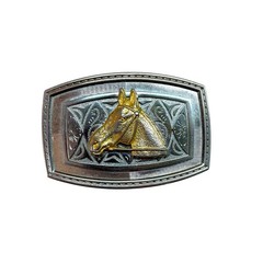 Belt Buckle Horse Head Cowboy Men&rsquo;s Women&rsquo;s Gold Silver Tone Texas Western