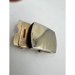 Vintage Solid Brass Military Style Flip Top Web Belt Buckle Gold Tone Made in US