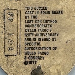 Vintage 1977 Wells Fargo Agent 125th Anniversary Solid Brass Belt Buckle PP 146