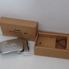 Coach Silver Metal Automatic Latch Belt Buckle Logo Fits 1.5 in Belt