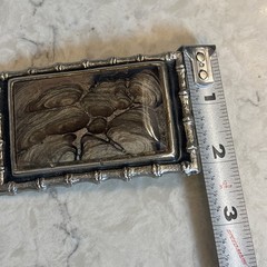 Vintage Belt Buckle Dark Brown Gray with Stone Look