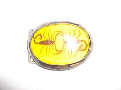 Vintage Dual-Scorpion Belt-Buckle w/Fossil Wood on Silver Design ALPACA