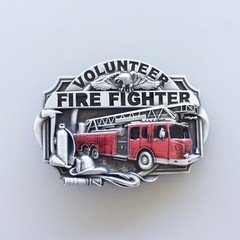 Vintage Style Enamel Volunteer Firefighter Belt Buckle also Stock in US