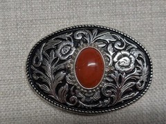 vintage RED JASPER belt buckle SOUTHWESTERN native american indian GEMSTONE