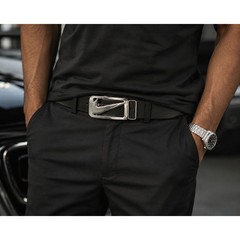 Nike Belt Buckle Silver Swoosh Logo Cutout Metal Streetwear Accessory #1154