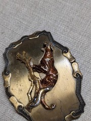 vintage COUGAR belt buckle PANTHER mountain lion BRASS western 1970s cat tree