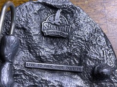 VTG Bad To The Bone Skull Motorcycle Eagle Men&rsquo;s Belt Buckle Siskiyou 1992 USA