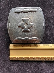 Lot of 3 silver belt buckles, southwestern style, one made in Italy