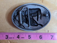 Vintage Snake Cobra Head Belt Buckle Red Enamel Pewter Tone 3D Viper Fangs Large
