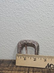 Silver Plated Western Belt Buckle With Flower Pattern & Rope Outline