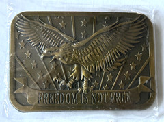 American Eagle Freedom Is Not Free Men&rsquo;s Belt Buckle Patriotic Brass Color Metal