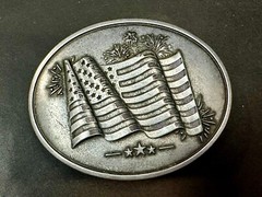 American US Flag Stars Stripes Patriotic Belt Buckle & Can holder by BevBuckle