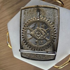 Vintage Bastian Bros Machinist And Aerospace A of M Solid Brass Belt Buckle USA