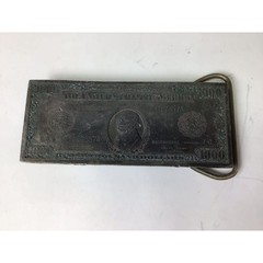 Vintage 1000 Dollar Bill Money Silver Buckle