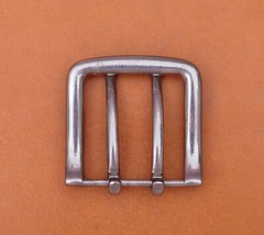 Heavy Solid Silver Double Tongue Pin Prong DIY Belt Buckle Fits 39MM Belt Straps