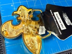 Fleur de Lis with Clear Rhinestone Gold Color Figural Belt Buckle by Hot Buckles