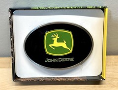 John Deere Pewter Black Logo Enamel Belt Buckle Licensed JDM 602 SpecCast