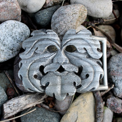 Pewter Oak King Belt Buckle Dryad Design Green Man Wiccan Pagan Celtic Greenman