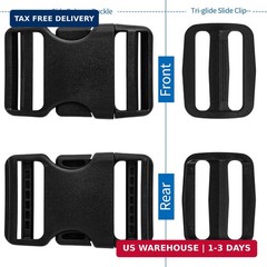 2&Prime; Heavy-Duty Buckle & Straps Set: 6-Pack Side Release Plastic Buckles+11 Yards