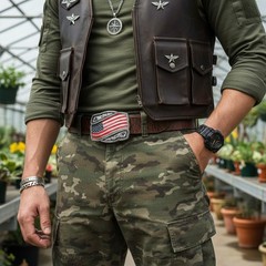 Men / Women Silver Metal Buckle Western Fashion USA Flag United States America