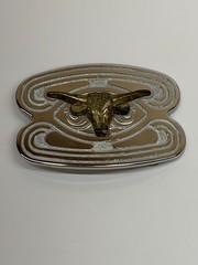 Vintage Belt Buckle Texas Longhorn Steer Silver and Gold Tone