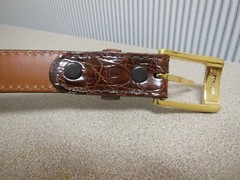 J. HILBURN Men&rsquo;s Brown Caiman Crocodile Belt Brass Buckle USA Size 47
