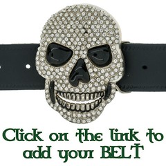 Bling Diamante Skull Buckle Biker Metal Gothic Celtic Viking Emo Skeleton Dead