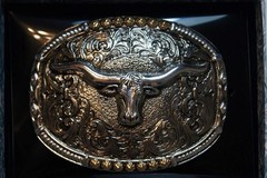 Crumrine Belt Buckle LONGHORN Oval Long Horn Silver C10019