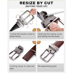 BULLIANT 1pc Men&rsquo;s 32&Prime;-34&Prime; Reversible Belt Adjustable 1.25&Prime; Cut For Fit 2 Side