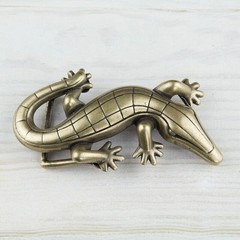 Gecko Belt Buckle In Antique Copper Color, Reptile Design, Antique Metal Belt Buckle