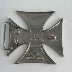 Silver Star Iron Cross Belt Buckle Silver Tone Made In USA Goth Grunge Moto FAIR