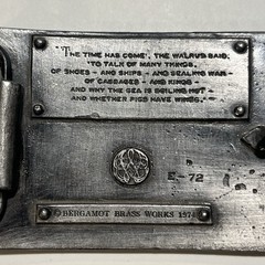 Bergamot Brass Works E-72 1974 Lewis Carroll Walrus & The Carpenter Belt Buckle