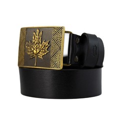 Brass belt buckle Maple leaf, Handmade Ukrainian trident and Canadian Maple leaf