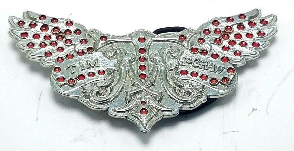Tim Mcgraw Wings Silver Metal Belt Buckle TM Initial Wings