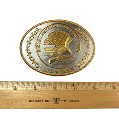 Vintage North American Hunting Club Life Member Gold Silver Metal Belt Buckle