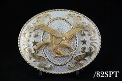 Texas Western Cowboy Eagle Belt Buckle Gold & Silver 2 Tones Color #82SPT