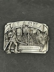 ALASKA BELT BUCKLE 1984 COMMEMORATIVE 3D WOLF HEAD LIMITED EDITION 1776/2500