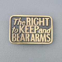 Vintage 1978 The Right to Keep and Bear Arms Solid Brass Belt Buckle