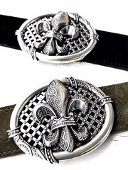 Belt Buckle Lily Buckle Ornament Fleur de Lis Vintage Silver 4cm