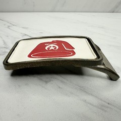 Vintage Shriners Fez Belt Buckle Red White Insert Masonic Fraternal