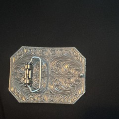 Ariat Men’s Western Logo Floral Engraved Silver Tone Belt Buckle 1.5 in