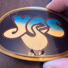 Vintage YES Band Logo Belt Buckle 1977 Pacifica Mfg Brass Tone Oval